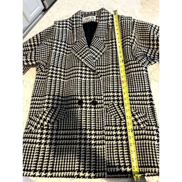 Houndstooth Plaid Wool Blend Blazer Women’s Coat Size L Made in Poland - Picture 13 of 16